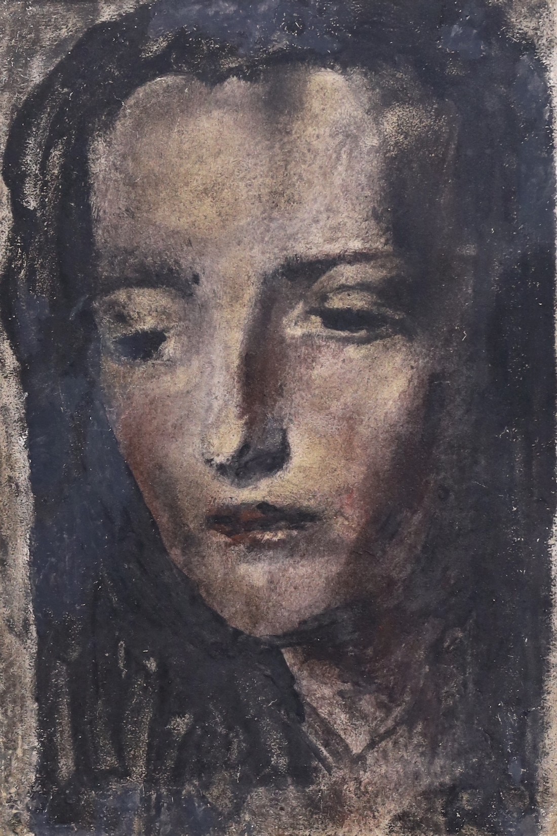 Alvaro Guevara (Chilean, 1894-1951), 'Maruja, 1943', encaustic on paper, 49.5 x 34.5cm